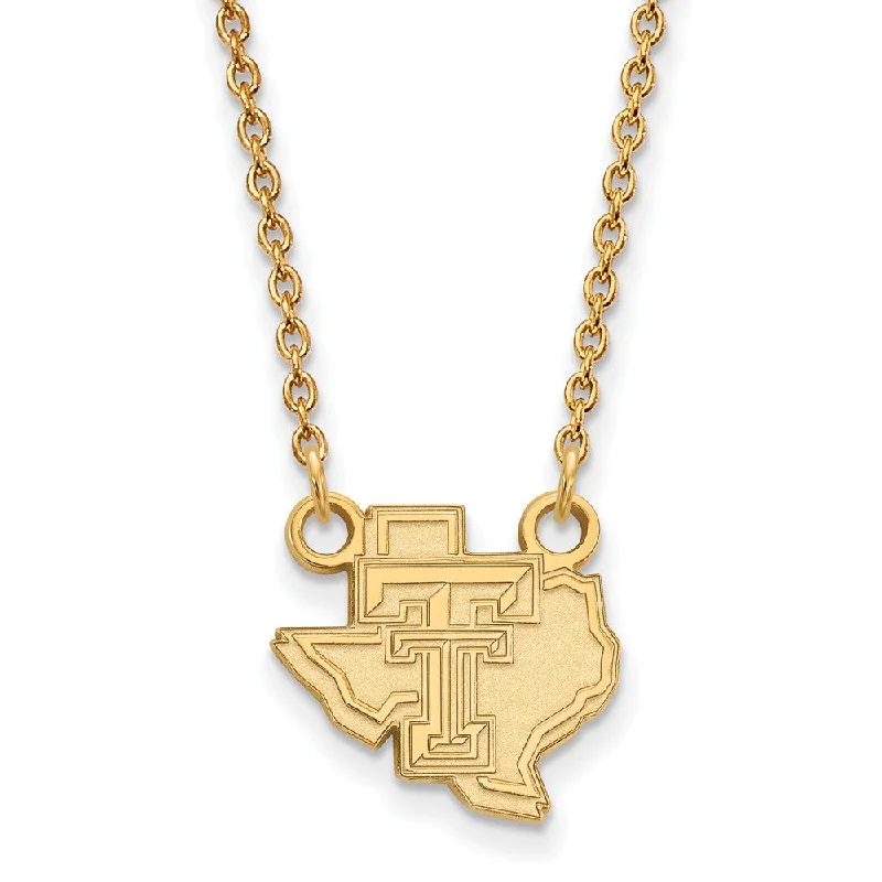 Rolling tide necklace-10k Yellow Gold Texas Tech U Small Pendant Necklace