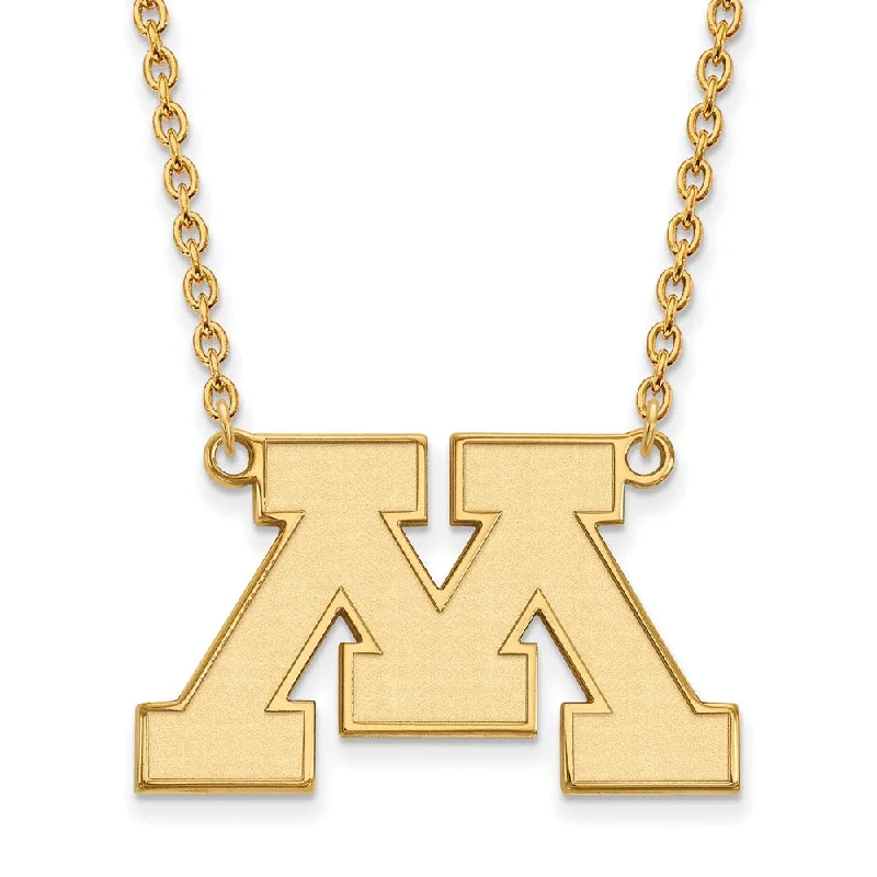 Hand-etched necklace-10k Yellow Gold U of Minnesota Large Initial M Pendant Necklace