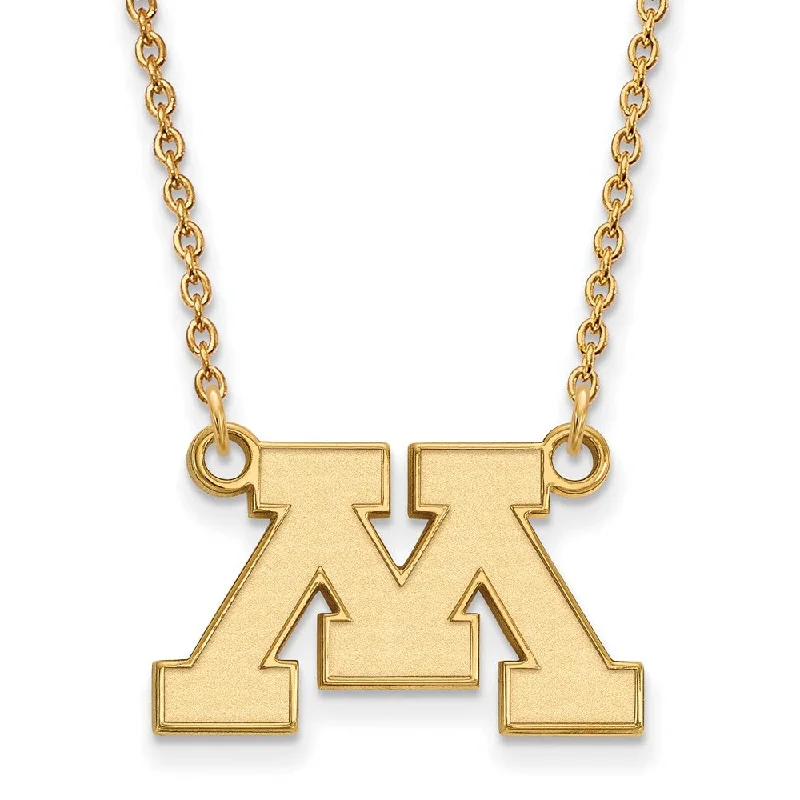 10k Yellow Gold U of Minnesota Small Initial M Pendant Necklace