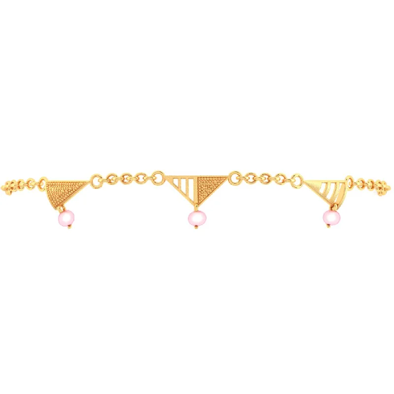 Sweeping arc necklace-14k Exclusive Gold Bracelet With Triangular Designs And Beads