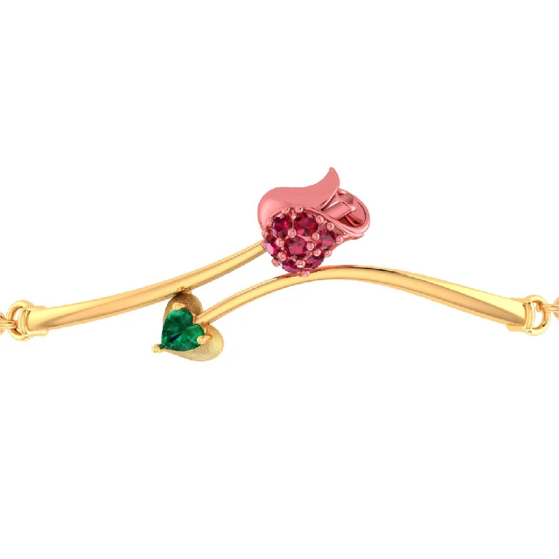 Droplet gem necklace-14k Gold Bracelet With A Yellow Shaped Design And A Green Stone