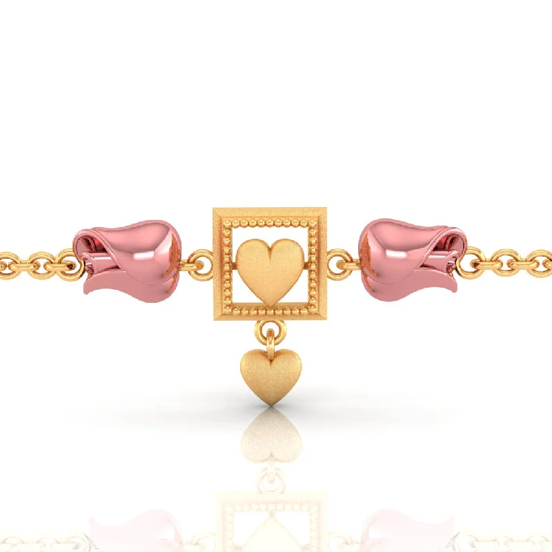 Woven knot necklace-14k Gold Geometric Square And Pink Cz Yellows Bracelet