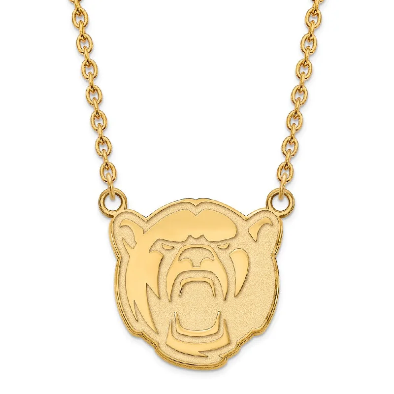 Channeled rim necklace-14k Gold Plated Silver Baylor U Large Pendant Necklace