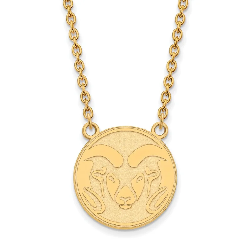 Shiny platinum necklace-14k Gold Plated Silver Colorado State Large Pendant Necklace