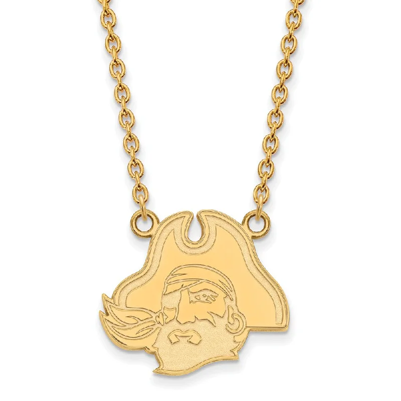 14k Gold Plated Silver East Carolina U Large Pendant Necklace