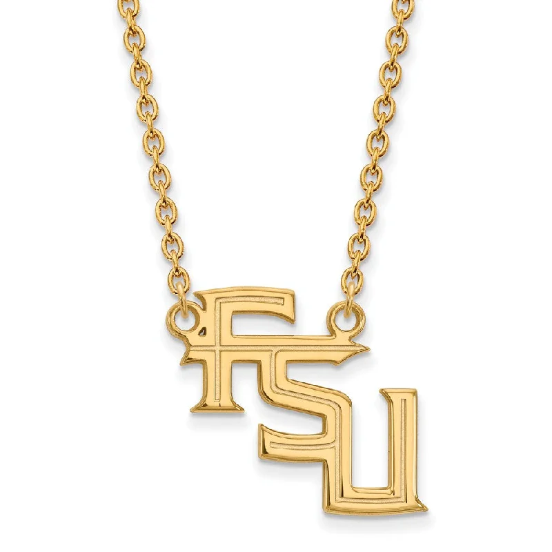 14k Gold Plated Silver Florida State Large Pendant Necklace