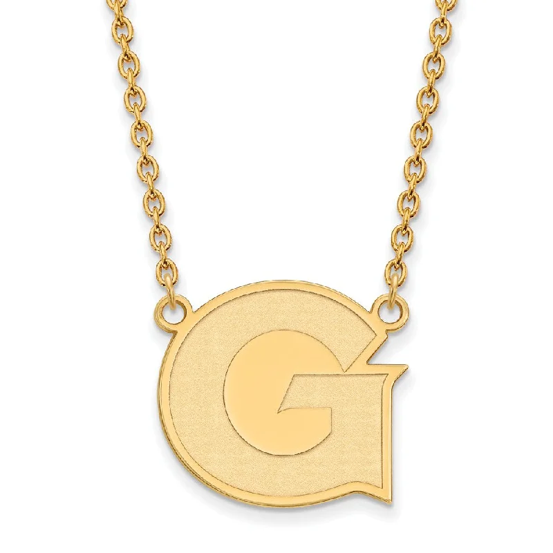 Quilted chain necklace-14k Gold Plated Silver Georgetown U Large Initial G Pendant Necklace