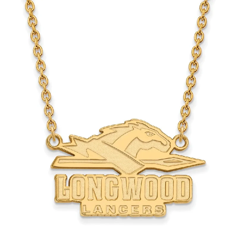 Bright gem necklace-14k Gold Plated Silver Longwood Univ. Lg Enamel Pendant Necklace