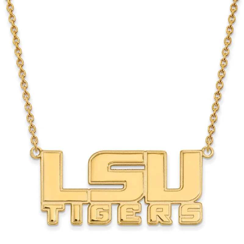 Aged rim necklace-14k Gold Plated Silver Louisiana State Logo Pendant Necklace