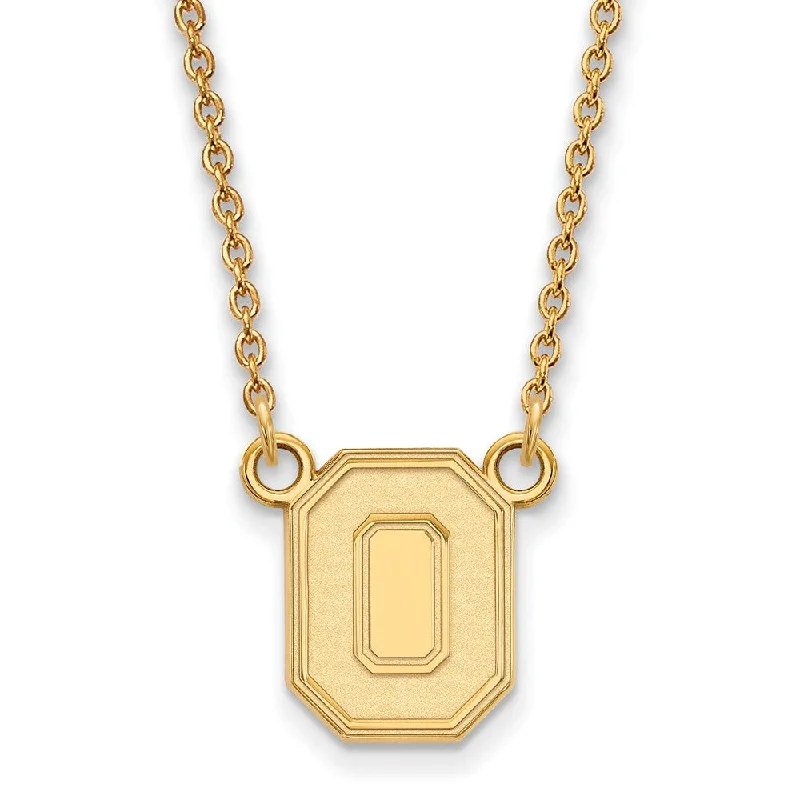 Leaning stone necklace-14k Gold Plated Silver Ohio State Small Pendant Necklace, 18 Inch