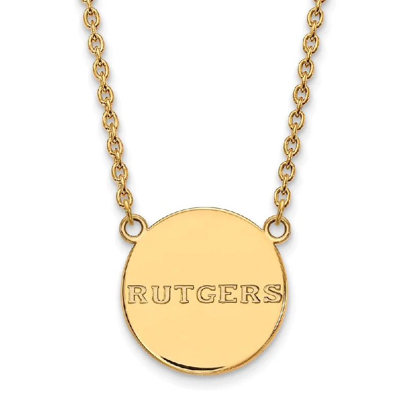 14k Gold Plated Silver Rutgers Large Polished Disc Necklace