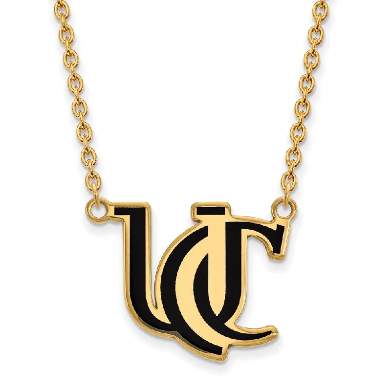 Thick link necklace-14k Gold Plated Silver U of Cincinnati Lg Enamel Logo Necklace