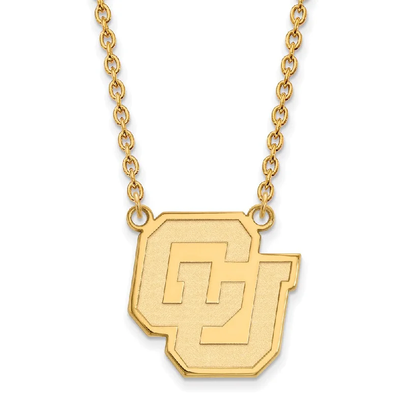 Clasped stone necklace-14k Gold Plated Silver U of Colorado Large Pendant Necklace