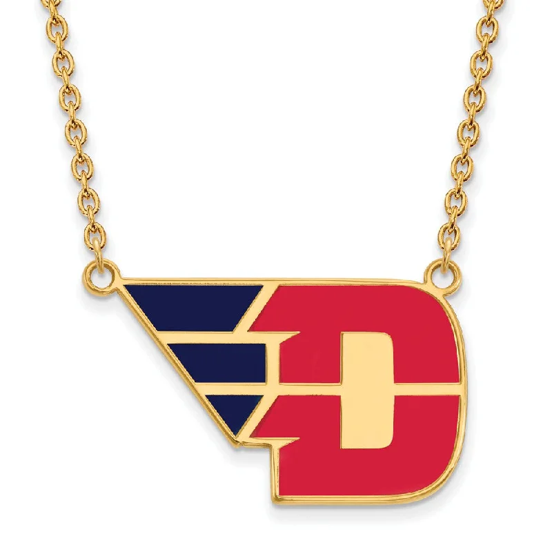 14k Gold Plated Silver U of Dayton Large Enamel Pendant Necklace