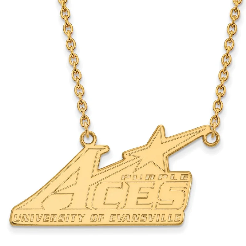 14k Gold Plated Silver U of Evansville Large Pendant Necklace