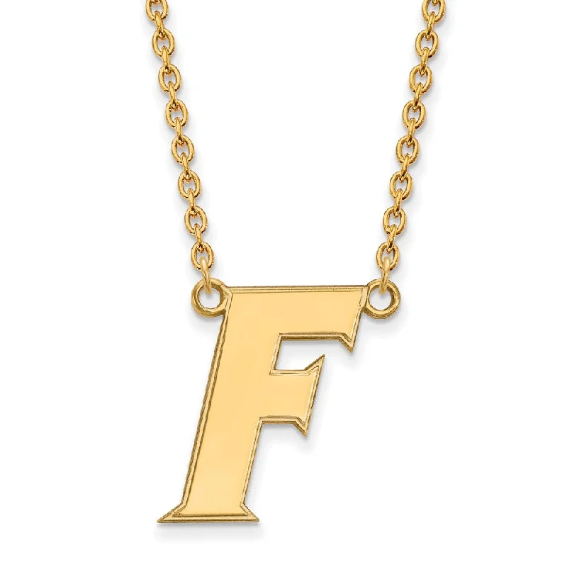 14k Gold Plated Silver U of Florida Large Initial F Pendant Necklace