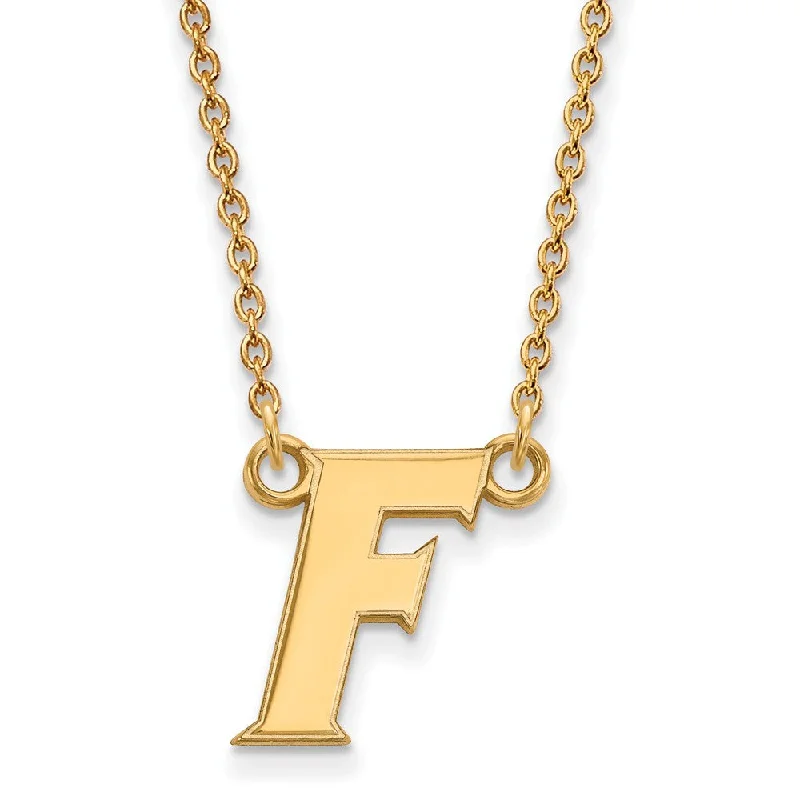 Glossy iridium necklace-14k Gold Plated Silver U of Florida Small Initial F Pendant Necklace