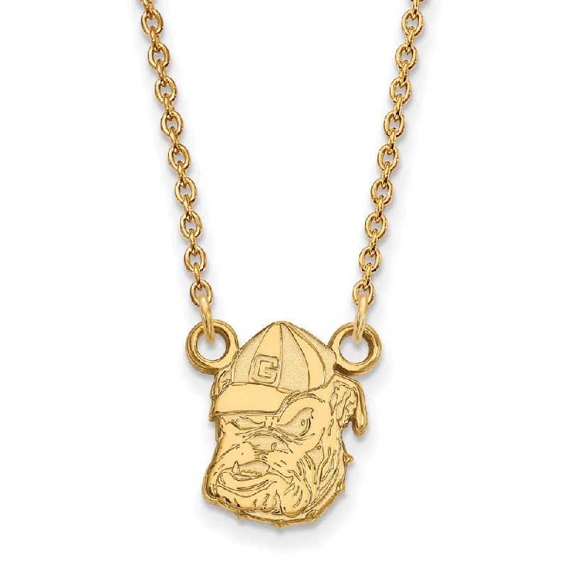 14k Gold Plated Silver U of Georgia Sm Bulldog Pendant Necklace