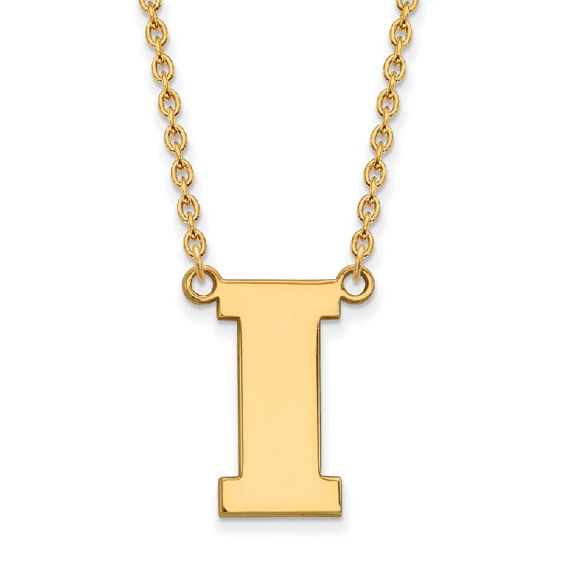 Retro-style opal necklace-14k Gold Plated Silver U of Iowa Large Initial I Pendant Necklace