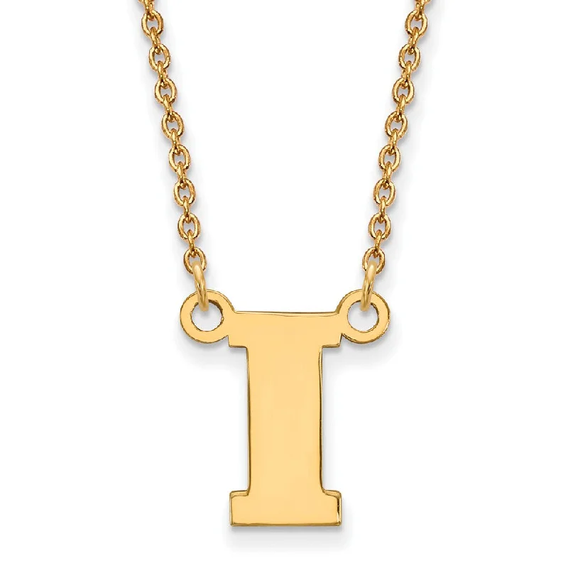 14k Gold Plated Silver U of Iowa Small Initial I Pendant Necklace