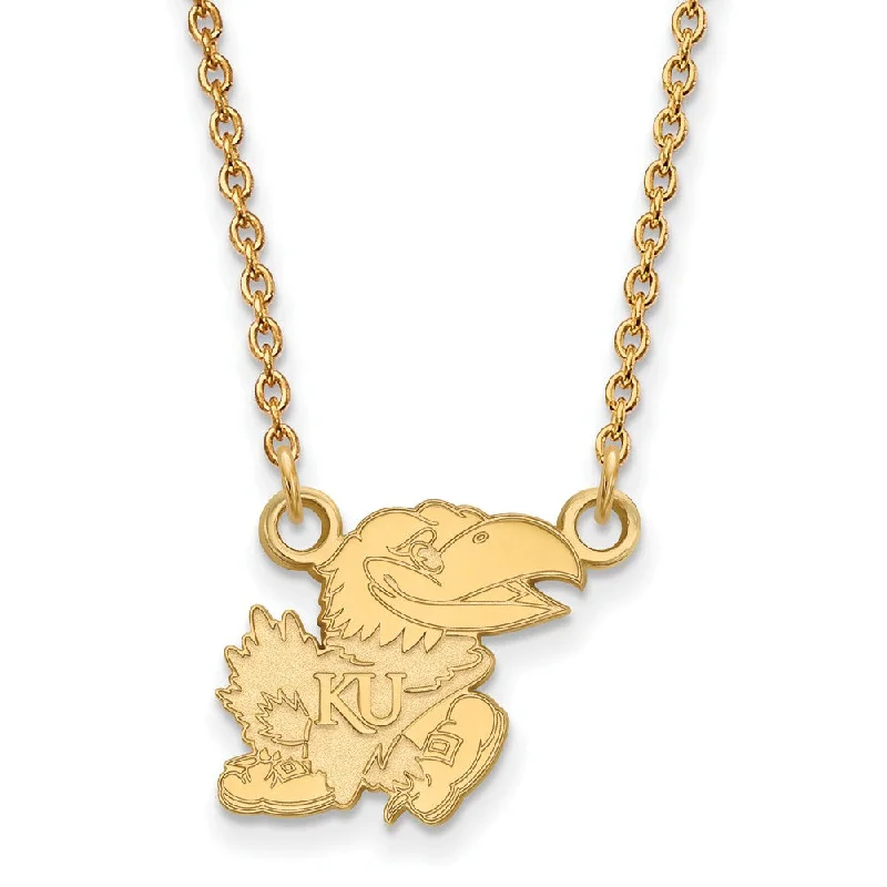 14k Gold Plated Silver U of Kansas Small Pendant Necklace