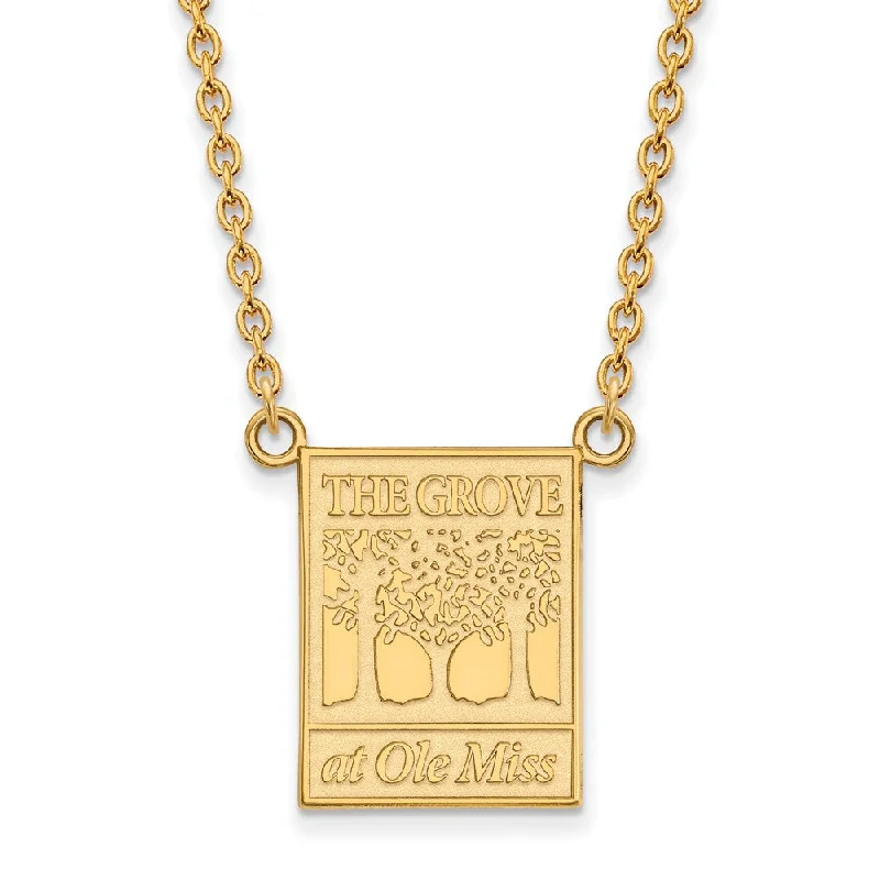 14k Gold Plated Silver U of Mississippi Large Pendant Necklace