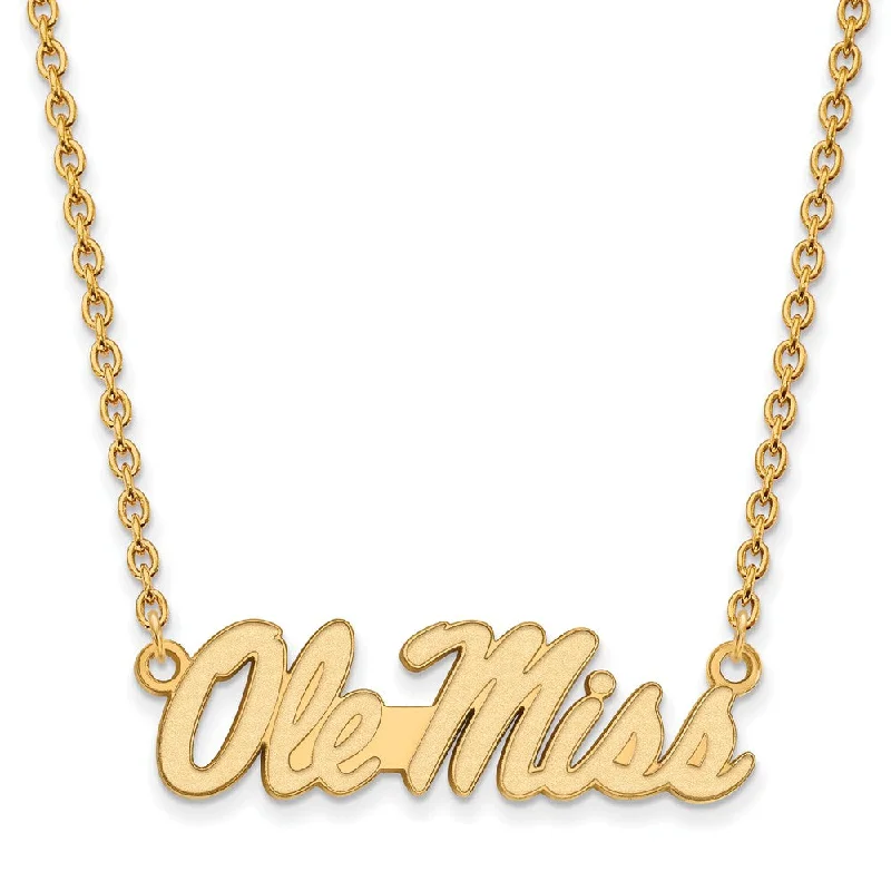 Twisted coil necklace-14k Gold Plated Silver U of Mississippi Ole Miss Pendant Necklace