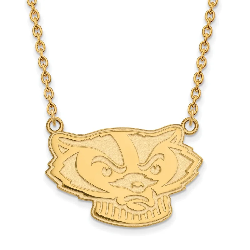 Faint silver necklace-14k Gold Plated Silver U of Wisconsin Large Badger Pendant Necklace