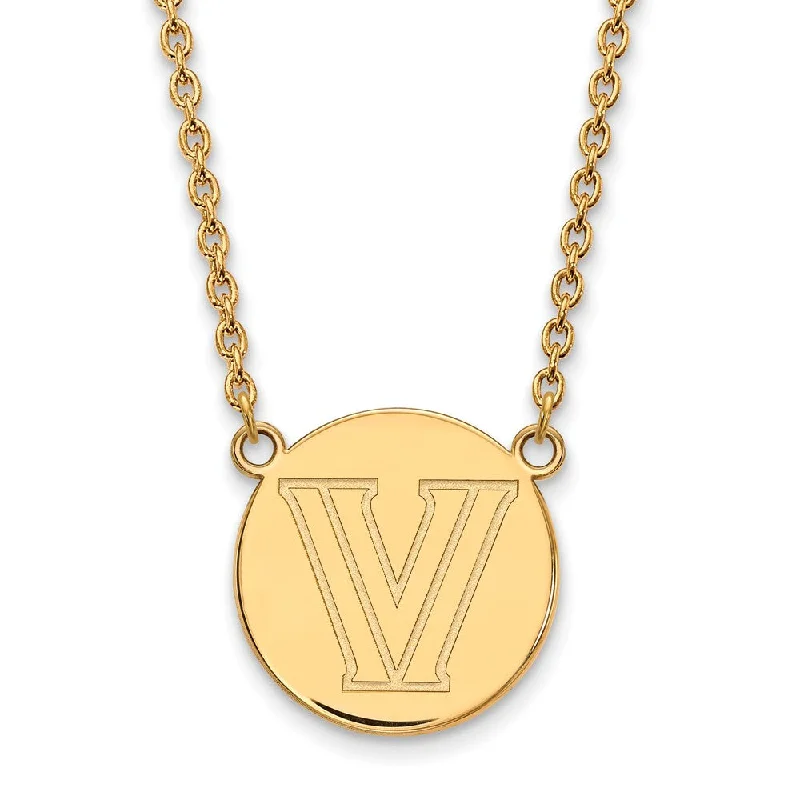 Smelted gold necklace-14k Gold Plated Silver Villanova U Large Disc Necklace