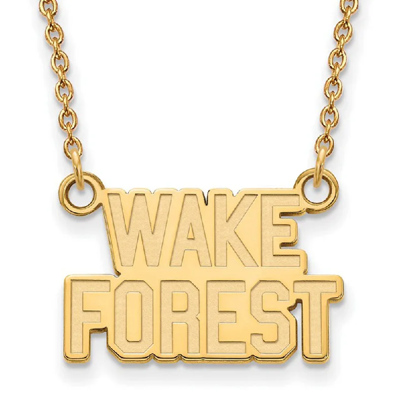 14k Gold Plated Silver Wake Forest U Large Pendant Necklace