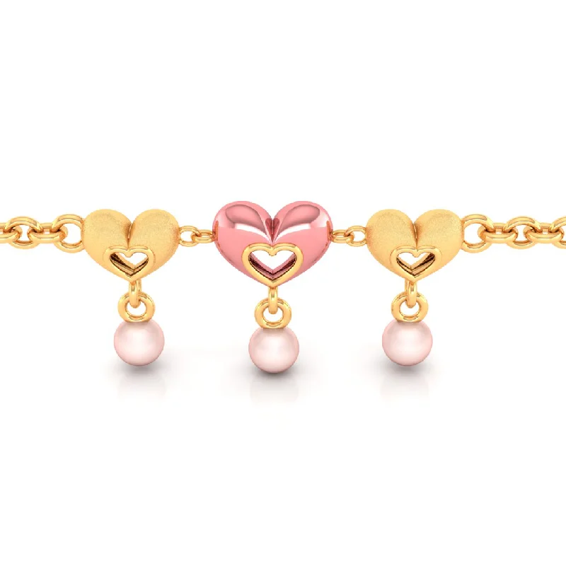 Subtle-scored necklace-14k Gold Triple Dangling Hearts Bracelet