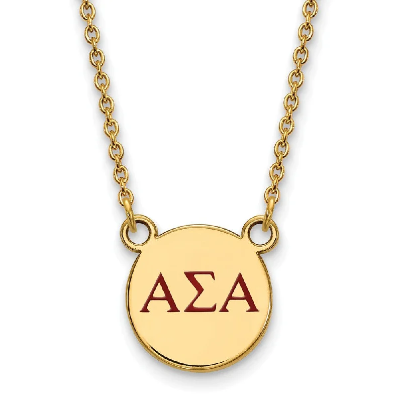 14K Plated Silver Alpha Sigma Alpha Small Red Enamel Necklace