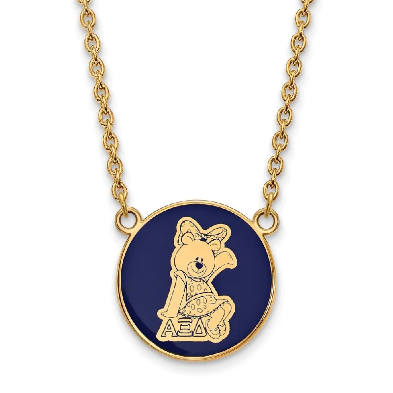 Smelted gold necklace-14K Plated Silver Alpha Xi Delta Large Enamel Mascot Necklace