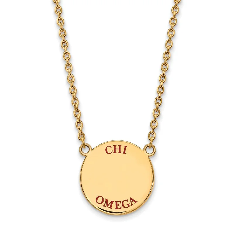 Flowing design necklace-14K Plated Silver Chi Omega Large Red Enamel Necklace