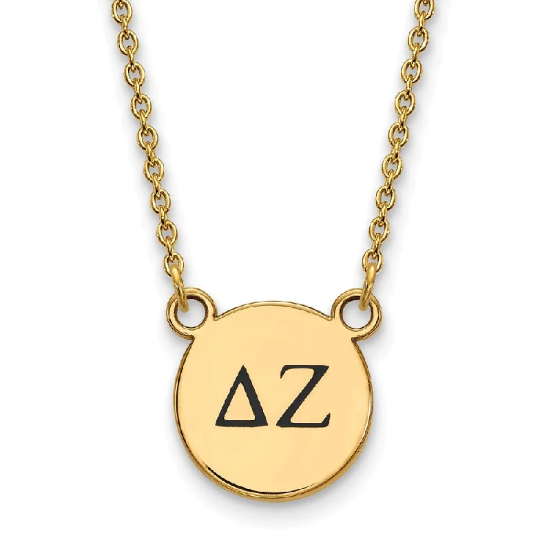 Thirteen-gem necklace-14K Plated Silver Delta Zeta Small Enamel Greek Letters Necklace