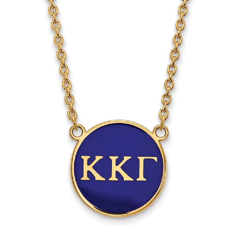 Bright stone necklace-14K Plated Silver Kappa Kappa Gamma Large Blue Enamel Disc Necklace