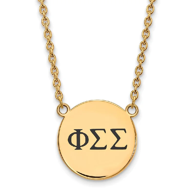 14K Plated Silver Phi Sigma Sigma Large Enamel Greek Letters Necklace