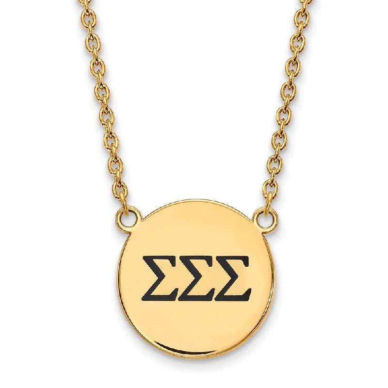 Buried stone necklace-14K Plated Silver Sigma Sigma Sigma Lg Enamel Greek Letters Necklace