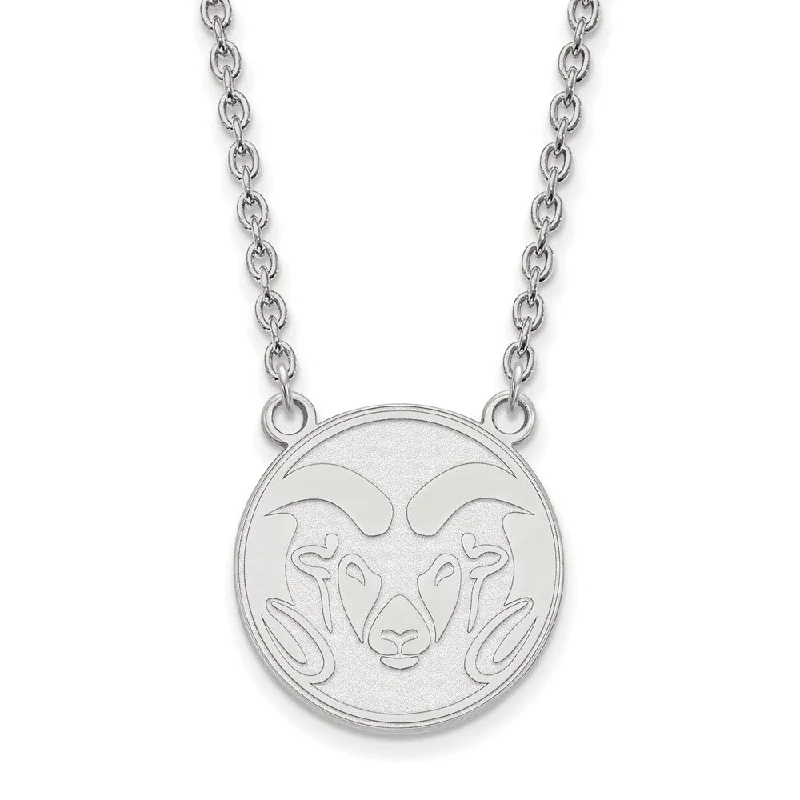 14k White Gold Colorado State Large Pendant Necklace