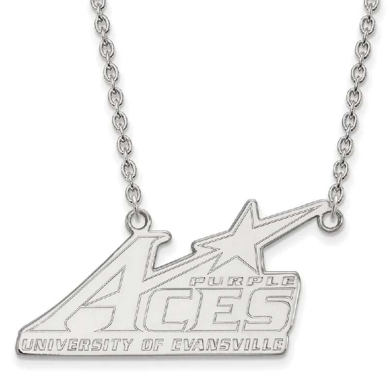 14k White Gold U of Evansville Large Pendant Necklace