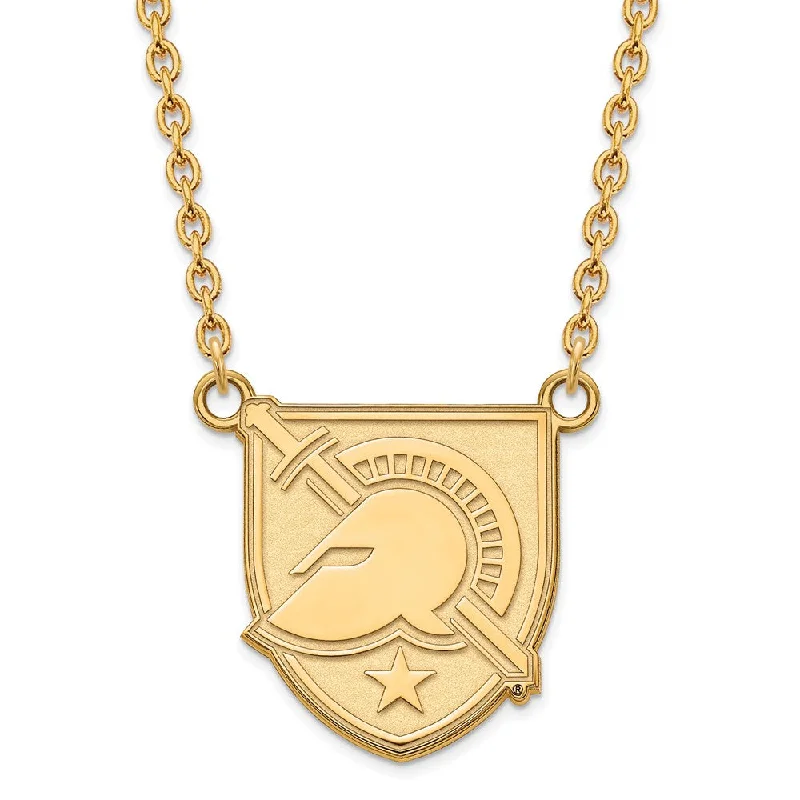 Jutting stone necklace-14k Yellow Gold Military Academy Large Shield Necklace