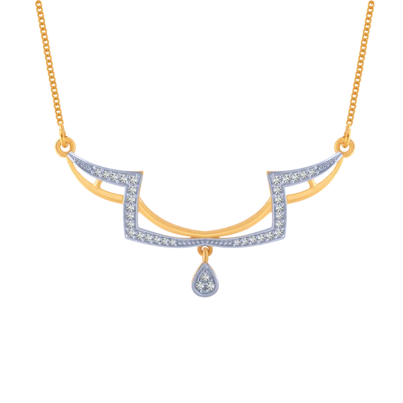 Eight-heart necklace-14KT (585) Yellow Gold And American Diamond Chain For Women