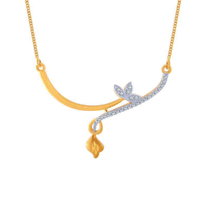 14KT (585) Yellow Gold And American Diamond Chain For Women