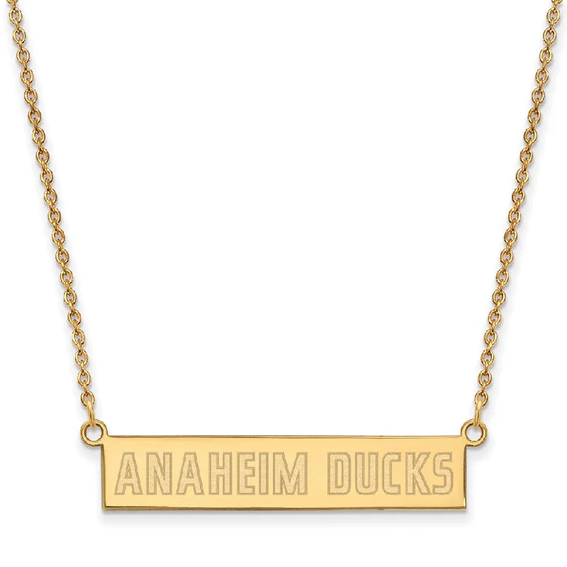 Pointed stone necklace-SS 14k Yellow Gold Plated NHL Anaheim Ducks SM Bar Necklace, 18 Inch