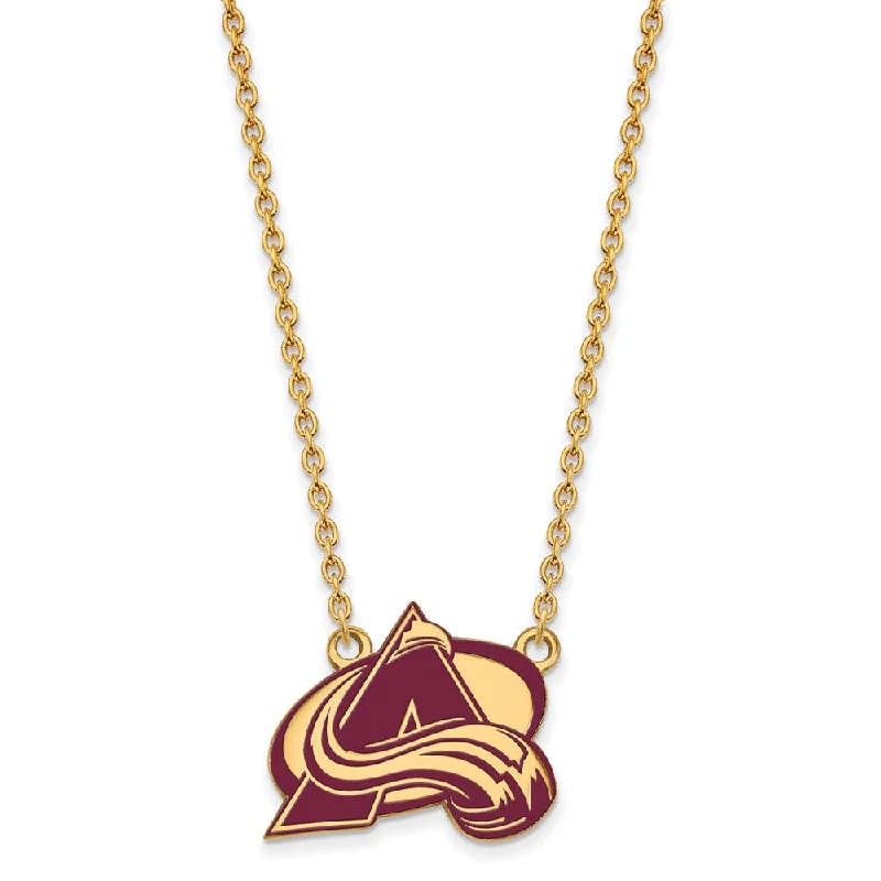 Shiny obsidian necklace-SS 14k Yellow Gold Plated NHL Avalanche LG Enamel Necklace, 18 Inch