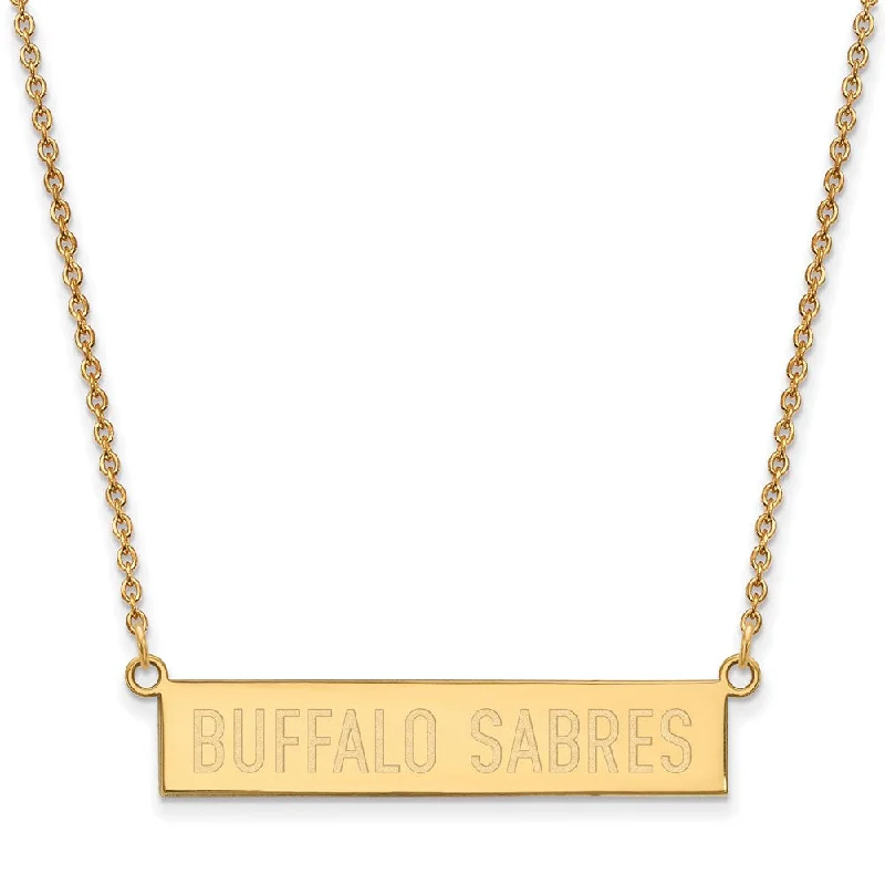 Glowing minimalist necklace-SS 14k Yellow Gold Plated NHL Buffalo Sabres SM Bar Necklace, 18 Inch