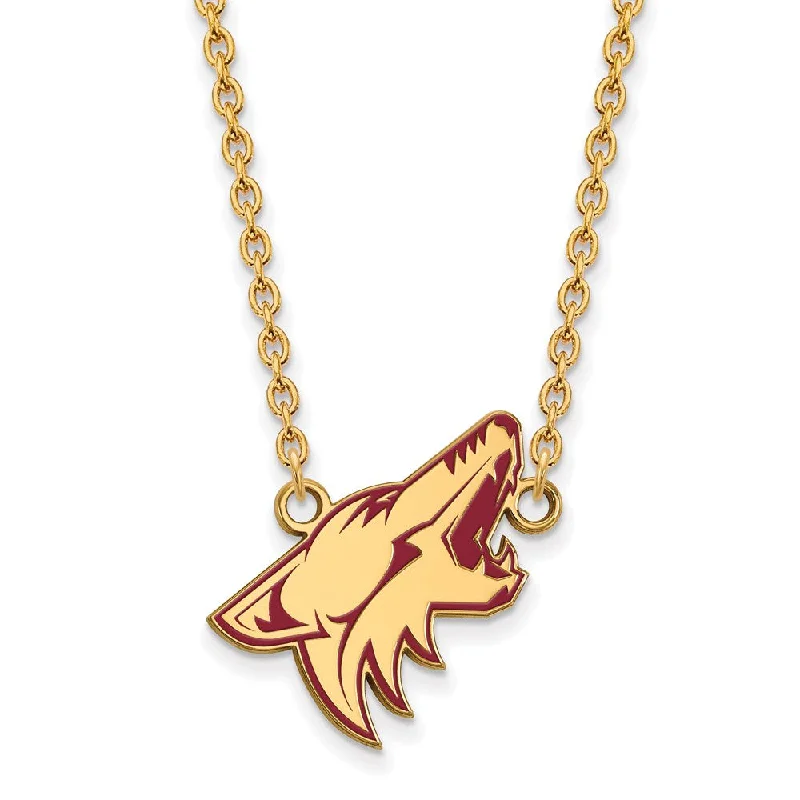 SS 14k Yellow Gold Plated NHL Coyotes LG Enamel Necklace, 18 Inch