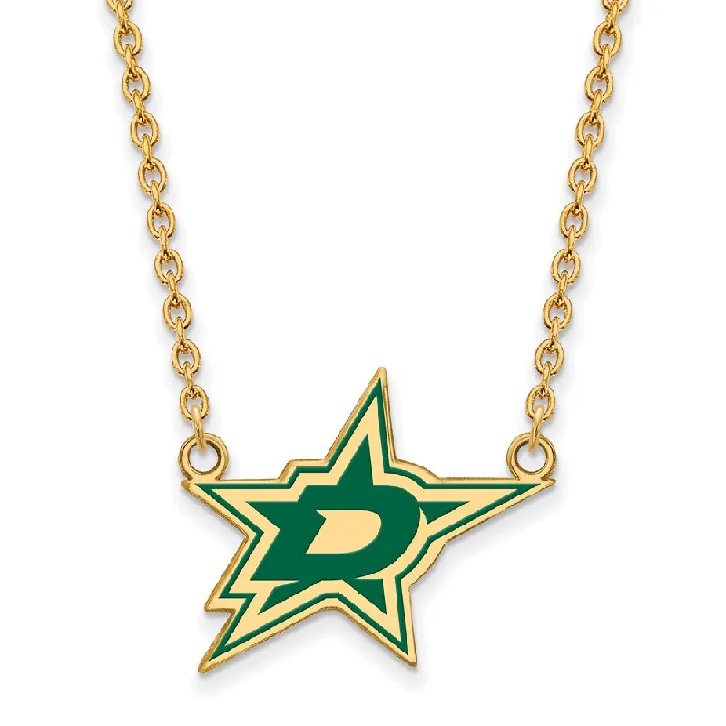 Light braid necklace-SS 14k Yellow Gold Plated NHL Dallas Stars LG Enamel Necklace, 18 Inch