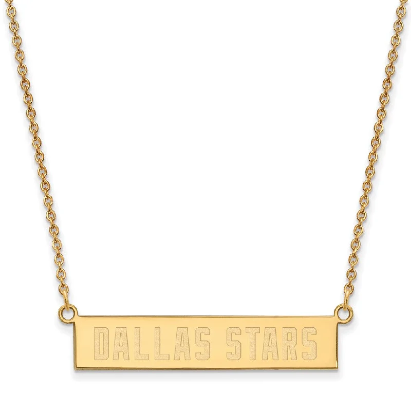 Open-crescent necklace-SS 14k Yellow Gold Plated NHL Dallas Stars Small Bar Necklace, 18 Inch