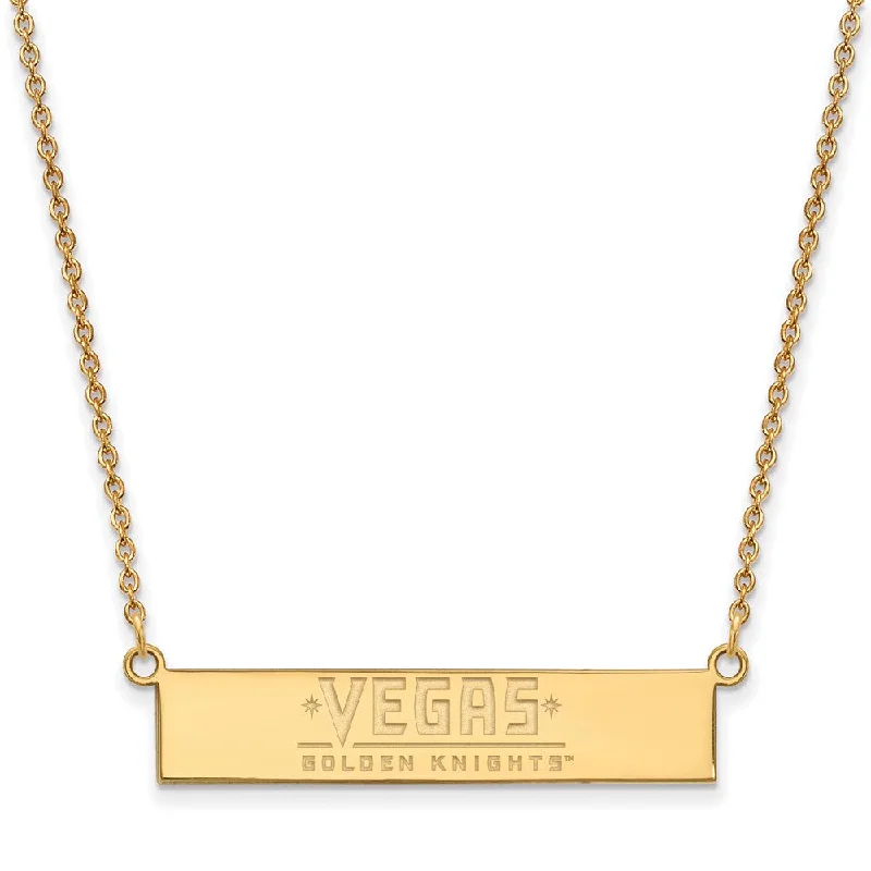 SS 14k Yellow Gold Plated NHL Golden Knights SM Bar Necklace, 18 In